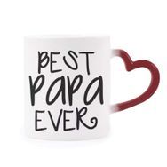Dıythinker Kırmızı Çok Renkli Bless Father Best Papa Ever Words Şekil Isıya Duyarlı Kalp Kupa