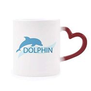 Dıythinker Kırmızı Çok Renkli Blue Ocean Docile Dolphin Illustrate Şekil Isıya Duyarlı Kalp Kupası