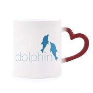 Dıythinker Kırmızı Çok Renkli Blue Ocean Docile İki Yunus Isıya Duyarlı Kalp Kupası