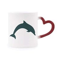 Dıythinker Kırmızı Çok Renkli Blue Ocean Docile Jump Dolphin Morphing Isıya Duyarlı Kalp Kupası