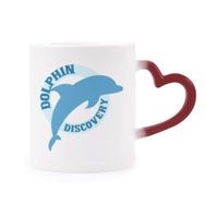 Dıythinker Kırmızı Çok Renkli Blue Ocean Streamline Yunus Desenli Şekil Isıya Duyarlı Kalp Kupası