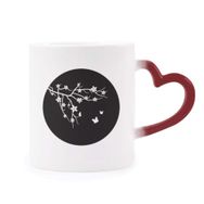 Dıythinker Kırmızı Çok Renkli Branch Sakura Japon Kelebek Japon Şekil Isıya Duyarlı Kalp Kupası