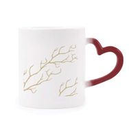 Dıythinker Kırmızı Çok Renkli Branch Soyut Bitkiler Sanat Desen Isıya Duyarlı Kalp Kupası