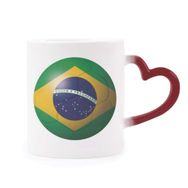 Dıythinker Kırmızı Çok Renkli Brezilya Ulusal Bayrağı Futbol Futbol Isıya Duyarlı Kalp Kupası