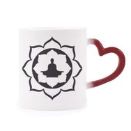 Dıythinker Kırmızı Çok Renkli Budist Lotus Figürü Basit İllüstrasyon Desen Isıya Duyarlı Kalp Kupası