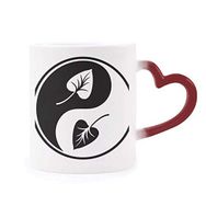 Dıythinker Kırmızı Çok Renkli Budizm Budist Siyah Beyaz Yin-yang Şekil Isıya Duyarlı Kalp Kupa