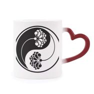Dıythinker Kırmızı Çok Renkli Budizm Budist Yin-yang Çiçek Şekil Isıya Duyarlı Kalp Kupası