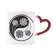 Dıythinker Kırmızı Çok Renkli Budizm Budist Yin-yang Çiçek Tasarımı Şekil Isıya Duyarlı Kalp Kupası
