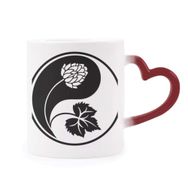 Dıythinker Kırmızı Çok Renkli Budizm Din Yin-yang Çiçek Desenli Şekil Isıya Duyarlı Kalp Kupası
