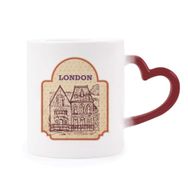 Dıythinker Kırmızı Çok Renkli Building Sketch Uk Londra Damga Isıya Duyarlı Kalp Kupa