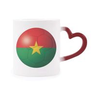 Dıythinker Kırmızı Çok Renkli Burkina Faso Ulusal Bayrağı Futbol Isıya Duyarlı Kalp Kupası