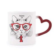 Dıythinker Kırmızı Çok Renkli Bussiness Kedi Kafası Koruyucu Hayvan Hayvan Hayvan Sevgili Şekil Isıya Duyarlı Kalp Kupası