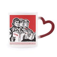 Dıythinker Kırmızı Çok Renkli Çalışan Asker Yıldız Kitap Kırmızı Şekil Isıya Duyarlı Kalp Kupası