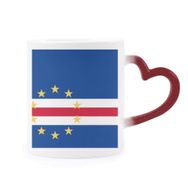 Dıythinker Kırmızı Çok Renkli Cape verde Ulusal Bayrak Afrika Ülke Isıya Duyarlı Kalp Kupa