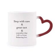 Dıythinker Kırmızı Çok Renkli Care And Tact Give You Balance Life Alıntıları Isıya Duyarlı Kalp Kupası