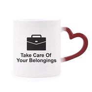 Dıythinker Kırmızı Çok Renkli Careâyourâbelongings Siyah Sembol Isıya Duyarlı Kalp Kupa