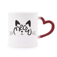 Dıythinker Kırmızı Çok Renkli Cat Meow Alıntı Dıy Tasarım Şekil Isıya Duyarlı Kalp Kupası