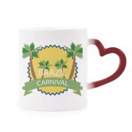 Dıythinker Kırmızı Çok Renkli Celebrate Brazil Karnaval Isıya Duyarlı Kalp Kupası