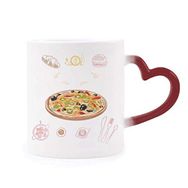 Dıythinker Kırmızı Çok Renkli Çeşitli İtalya Domates Yiyecekleri Pizza Şekil Isıya Duyarlı Kalp Kupası