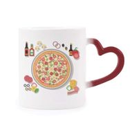 Dıythinker Kırmızı Çok Renkli Çeşitli Pizza İtalya Domates Yiyecekleri Isıya Duyarlı Kalp Kupası