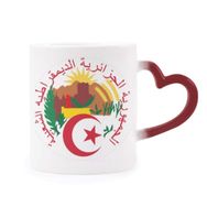 Dıythinker Kırmızı Çok Renkli Cezayir Ulusal Amblem Isıya Duyarlı Kalp Kupası