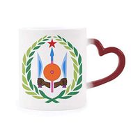 Dıythinker Kırmızı Çok Renkli Cibuti Ulusal Amblem Ülke Sembolü Isıya Duyarlı Kalp Kupa