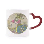 Dıythinker Kırmızı Çok Renkli Çiçek Altın Sülün Ukiyo-e Japonya Şekil Isıya Duyarlı Kalp Kupa