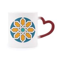 Dıythinker Kırmızı Çok Renkli Çiçek Fas Stili Soyut Geometri Isıya Duyarlı Kalp Kupası