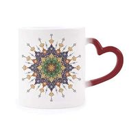 Dıythinker Kırmızı Çok Renkli Çiçek Yaprağı Çerçeve Paralel Tekrarlama Desen Isıya Duyarlı Kalp Kupası