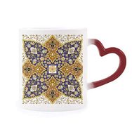 Dıythinker Kırmızı Çok Renkli Çiçek Yaprağı Tekrar Modern Desen Isıya Duyarlı Kalp Kupası