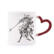 Dıythinker Kırmızı Çok Renkli Çin Çin Başyapıt Romantik Şekil Isıya Duyarlı Kalp Kupası