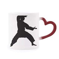 Dıythinker Kırmızı Çok Renkli Çin Dövüş Sanatları Shaolin Kung Fu Desen Isıya Duyarlı Kalp Kupası