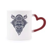 Dıythinker Kırmızı Çok Renkli Çin Ejderhası İnsanlar Kafa Sanatı Desen Isıya Duyarlı Kalp Kupa