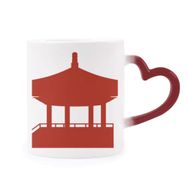 Dıythinker Kırmızı Çok Renkli Çin Pavilion Kültür Siluet Desen Isıya Duyarlı Kalp Kupa