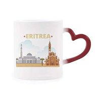 Dıythinker Kırmızı Çok Renkli City Castle Building Eritre Morphing Isıya Duyarlı Kalp Kupası