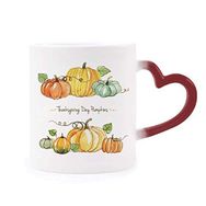 Dıythinker Kırmızı Çok Renkli Çizgi Film Pumkin Şükran Günü Desen Isıya Duyarlı Kalp Kupa