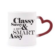 Dıythinker Kırmızı Çok Renkli Classy Sassy A Bit Smart Assy Alıntı Isıya Duyarlı Kalp Kupa