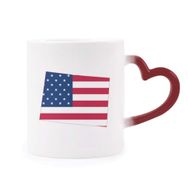 Dıythinker Kırmızı Çok Renkli Colorado Amerika Haritası Yıldızlar Çizgili Bayrak Şekil Isıya Duyarlı Kalp Kupa