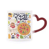 Dıythinker Kırmızı Çok Renkli Cook Pizza İtalya Domates Gıdaları Isıya Duyarlı Kalp Kupası
