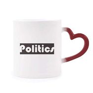 Dıythinker Kırmızı Çok Renkli Course And Major Politics Siyah Şekil Isıya Duyarlı Kalp Kupası