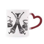 Dıythinker Kırmızı Çok Renkli Dance Celebrate Meksika Totems Tambourine Şekil Isıya Duyarlı Kalp Kupa