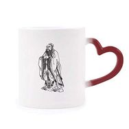 Dıythinker Kırmızı Çok Renkli Dao Religion China Lao Tzu Isıya Duyarlı Kalp Kupası