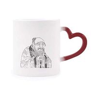 Dıythinker Kırmızı Çok Renkli Dao Religion Çin Mürekkep Boyama Şekil Isıya Duyarlı Kalp Kupası