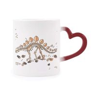 Dıythinker Kırmızı Çok Renkli Dinozor Çimen Büyük Stegosaurus Şekil Isıya Duyarlı Kalp Kupası