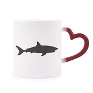 Dıythinker Kırmızı Çok Renkli Docile Blue Ocean Shark Fierce Fish Morphing Isıya Duyarlı Kalp Kupası