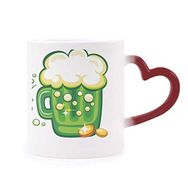 Dıythinker Kırmızı Çok Renkli Dört Yapraklı Yonca Bira İrlanda St.patrick Günü Isıya Duyarlı Kalp Kupası