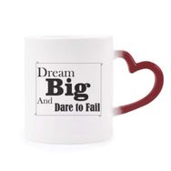 Dıythinker Kırmızı Çok Renkli Dream Big And Dare To Fail Alıntı Isıya Duyarlı Kalp Kupa
