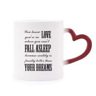 Dıythinker Kırmızı Çok Renkli Dream Reality Aşk Alıntısı İngilizce Şekil Isıya Duyarlı Kalp Kupa