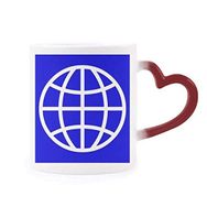 Dıythinker Kırmızı Çok Renkli Earth Mavi Kare Uyarı İşareti Isıya Duyarlı Kalp Kupası