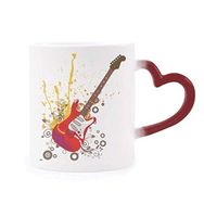 Dıythinker Kırmızı Çok Renkli Elektrikli Gitar Caz Müzik Kültürü Şekil Isıya Duyarlı Kalp Kupası